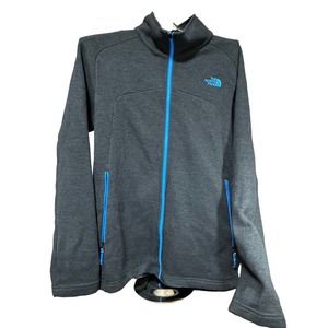 Men's The North Face Polyester Full Zip Up Woven Sweater Size Medium Blue